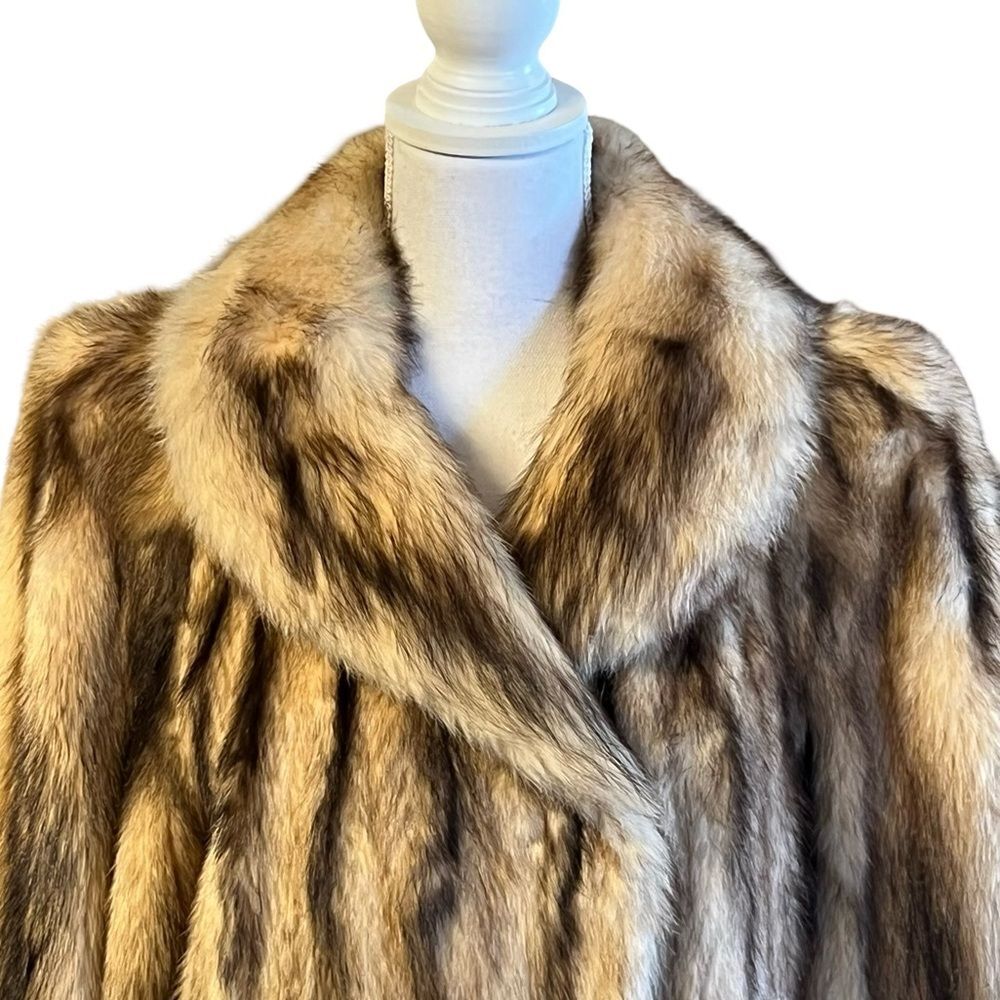 Natural Full Skin Fitch Fur Coat Size M Genuine Fur Womens by Smith Furriers - Picture 2 of 11